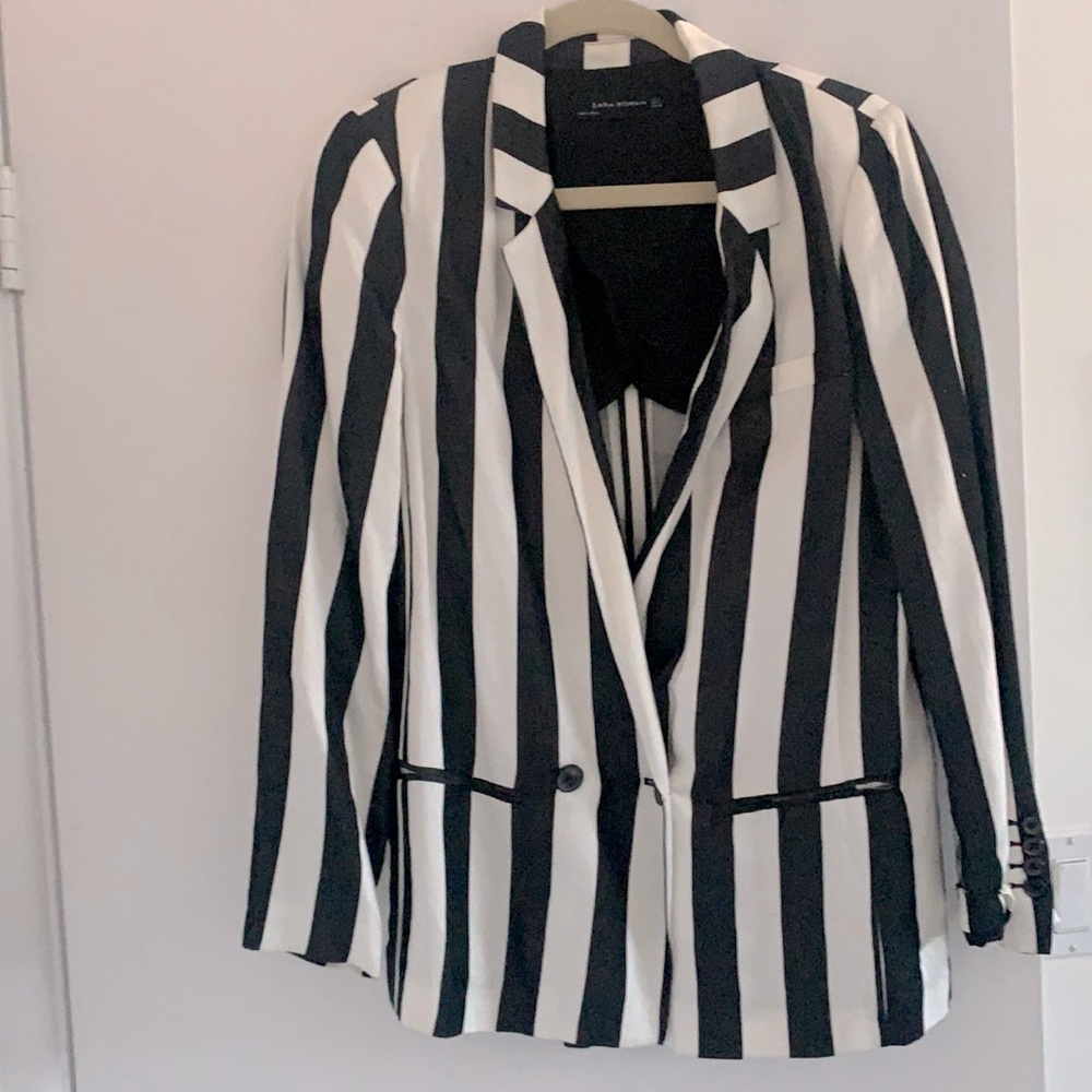 Zara Stripe Double Breasted Blazer